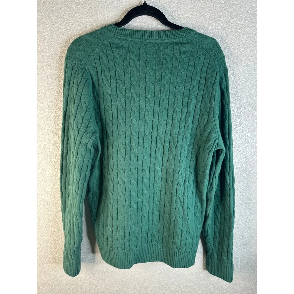 Abercrombie & Fitch Men's Green Cable Knit Merino Wool Blend Sweater Size Medium